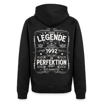 33rd Birthday Vintage December Vintage 1992 - Unisex Premium Organic Zip Hoodie - black - Back - Nico (187cm)
