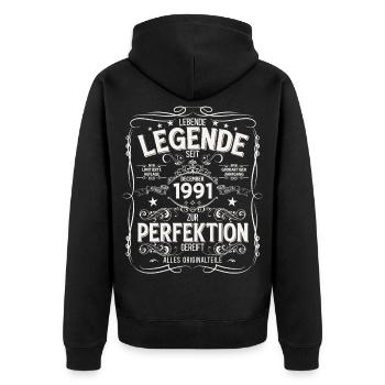 34e anniversaire Millésime décembre 1991 - Veste à capuche bio Premium Unisexe - noir - Dos - Nico (187cm)