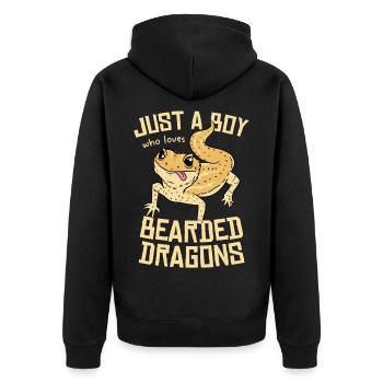 Bearded Dragon Liebe Shirt - Unisex Premium Bio Zip Hoodie - Schwarz - Hinten - Nico (187cm)