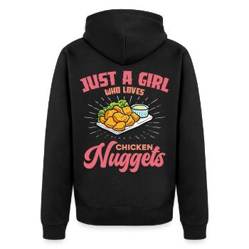 Girl Loves Chicken Nuggets - Unisex Premium Organic Zip Hoodie - black - Back - Nico (187cm)