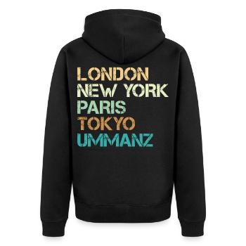 Vacances en mer Baltique LONDRES NEW YORK PARIS TOKYO Drôle - Veste à capuche bio Premium Unisexe - noir - Dos - Nico (187cm)