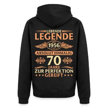 70e anniversaire Absolument unique Né en 1956 - Veste à capuche bio Premium Unisexe - noir - Dos - Nico (187cm)
