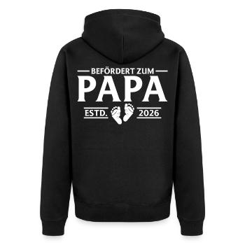 Promu Papa 2026 Paternité - Veste à capuche bio Premium Unisexe - noir - Dos - Nico (187cm)