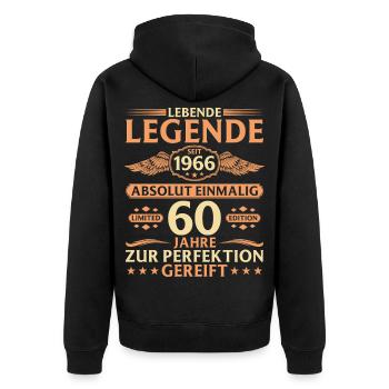 60e anniversaire Absolument unique Né en 1966 - Veste à capuche bio Premium Unisexe - noir - Dos - Nico (187cm)