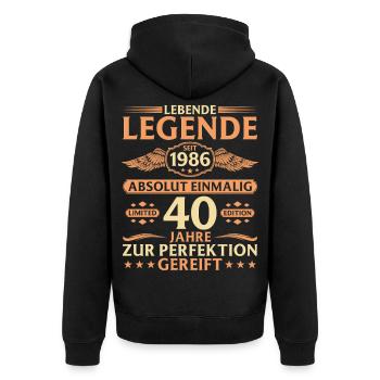 40e anniversaire absolument unique millésime 1986 - Veste à capuche bio Premium Unisexe - noir - Dos - Nico (187cm)