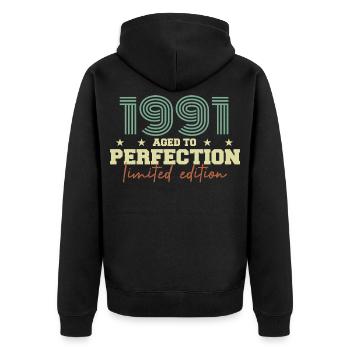 1991 - Unisex Premium Organic Zip Hoodie - black - Back - Nico (187cm)