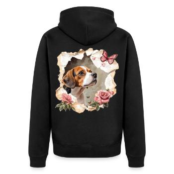 Beagle avec papillon - Veste à capuche bio Premium Unisexe - noir - Dos - Nico (187cm)