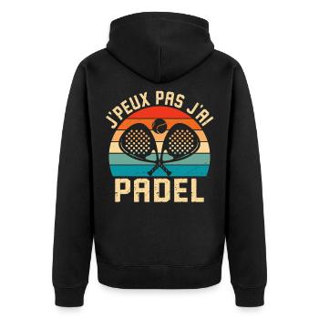 I can't I have padel - Unisex Premium Organic Zip Hoodie - black - Back - Nico (187cm)