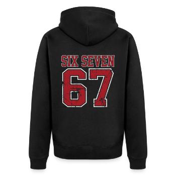 67 Six Seven 6-7 - Unisex Premium Organic Zip Hoodie - black - Back - Nico (187cm)