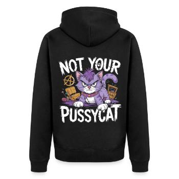Rebellious cat with punk attitude - Unisex Premium Organic Zip Hoodie - black - Back - Nico (187cm)