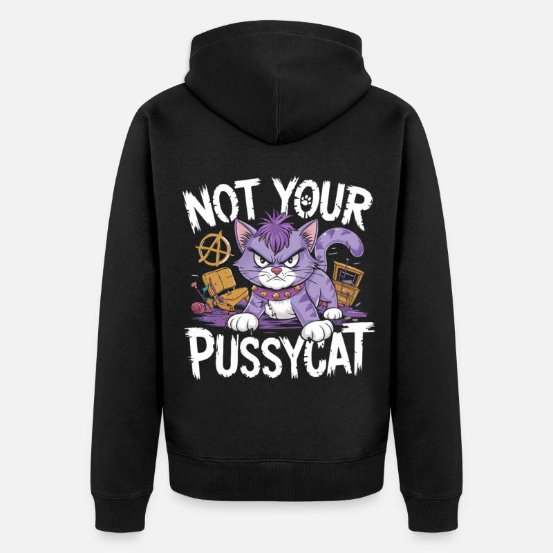 Chat rebelle à l’attitude punk - Veste à capuche bio Premium Unisexe - noir