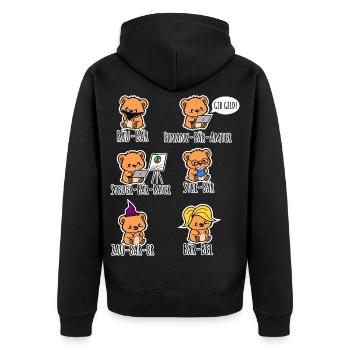 Cute Bear Friends - Little Bears Have Jobs! - Unisex Premium Organic Zip Hoodie - black - Back - Nico (187cm)