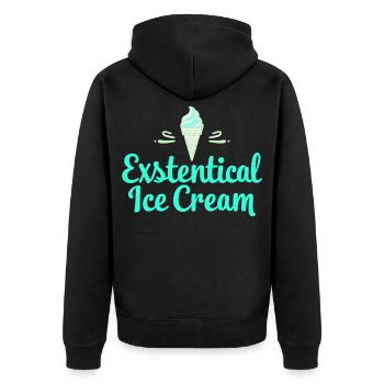 Existenzielle Eiscreme Lustiger Spruch Eis Waffel - Unisex Premium Organic Zip Hoodie - black - Back - Nico (187cm)