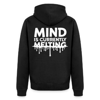 Mind Is Currently Melting Spruch Stress Burnout - Unisex Premium Bio Zip Hoodie - Schwarz - Hinten - Nico (187cm)