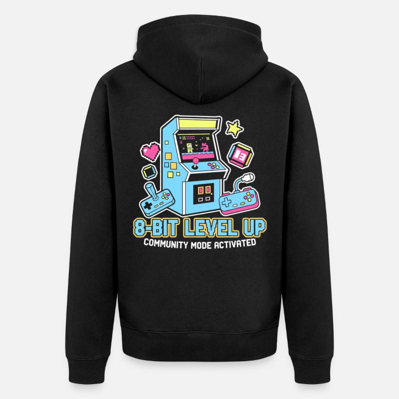 8-Bit LEVEL Arcade Retro Gaming Community - Unisex Premium Bio Zip Hoodie - Schwarz
