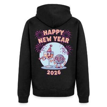 Bonne Année 2026 Célébration des feux d’artifice - Veste à capuche bio Premium Unisexe - noir - Dos - Nico (187cm)