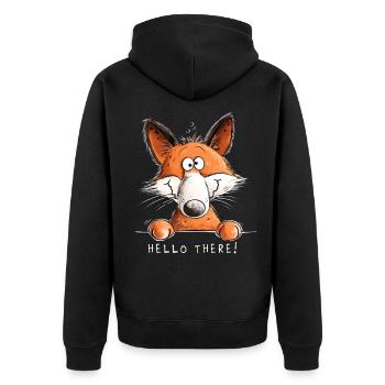 Drôle de Fox Bonjour le Diable de Dessin Animé - Veste à capuche bio Premium Unisexe - noir - Dos - Nico (187cm)