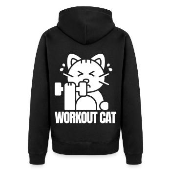 Chat Musclé Entraînement - Veste à capuche bio Premium Unisexe - noir - Dos - Nico (187cm)