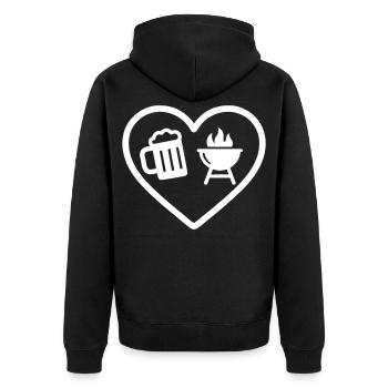 Barbecue à la bière de cœur - Veste à capuche bio Premium Unisexe - noir - Dos - Nico (187cm)