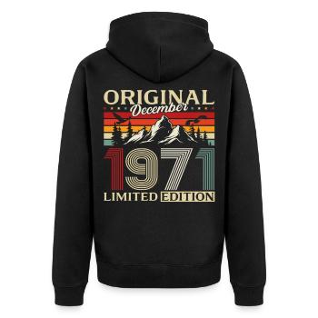 54e anniversaire Original décembre Né en 1971 - Veste à capuche bio Premium Unisexe - noir - Dos - Nico (187cm)