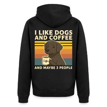 I Like Dogs & Coffee Humor Dog Funny Animal - Unisex Premium Organic Zip Hoodie - black - Back - Nico (187cm)