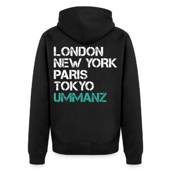 Vacances en mer Baltique LONDRES NEW YORK PARIS TOKYO Drôle - Veste à capuche bio Premium Unisexe - noir - Dos - Nico (187cm)