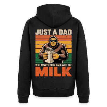 Bigfoot_Papa juste un papa qui a toujours du lait - Veste à capuche bio Premium Unisexe - noir - Dos - Nico (187cm)