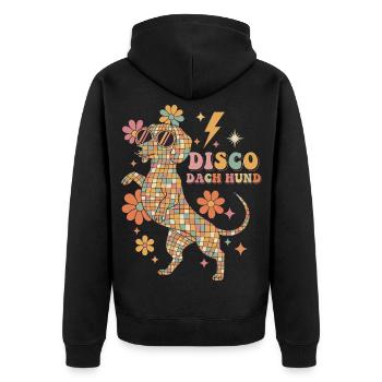 Techno Disco Dachshund Disco Ball Party Funny - Unisex Premium Organic Zip Hoodie - black - Back - Nico (187cm)