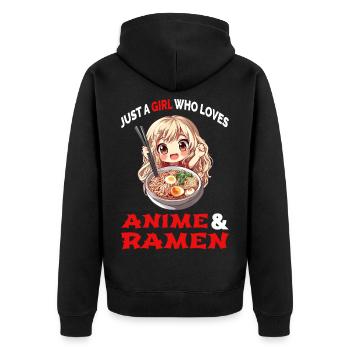 Just A Girl Who Loves Anime And Ramen Manga Japan - Unisex Premium Bio Zip Hoodie - Schwarz - Hinten - Nico (187cm)