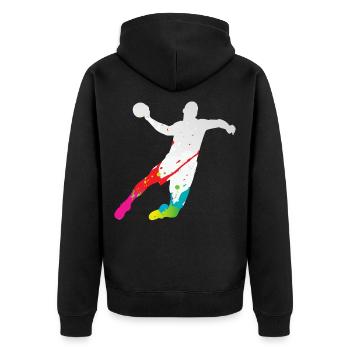 Handball Joueur de Hand Coloré Papa Handballeur  - Veste à capuche bio Premium Unisexe - noir - Dos - Nico (187cm)