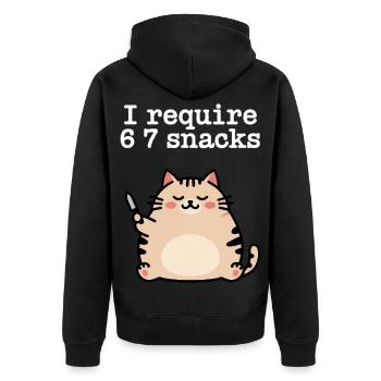 6-7 Internet Meme 6 7 Snack Katze - Unisex Premium Bio Zip Hoodie - Schwarz - Hinten - Nico (187cm)