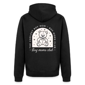Boy Mom Club lustig – die coolste Muttergruppe - Unisex Premium Bio Zip Hoodie - Schwarz - Hinten - Nico (187cm)