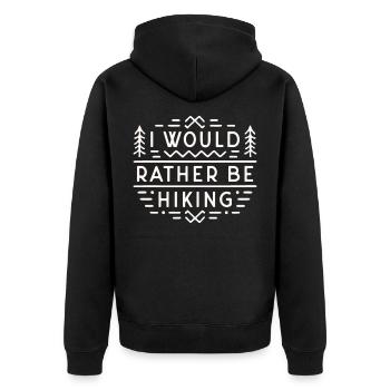 Wanderer, lustig, sarkastisch, ich würde lieber wandern - Unisex Premium Bio Zip Hoodie - Schwarz - Hinten - Nico (187cm)