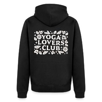 Yoga-Liebhaber-Club, lustige Yogi-Freunde, die zusammenpassen. - Unisex Premium Bio Zip Hoodie - Schwarz - Hinten - Nico (187cm)