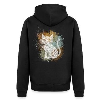 Chat Zentangle - Veste à capuche bio Premium Unisexe - noir - Dos - Nico (187cm)