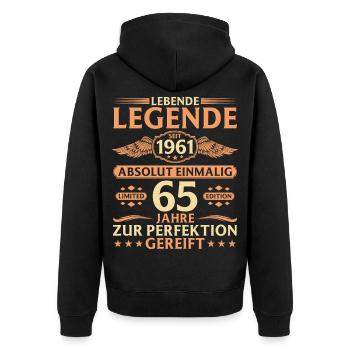 65e anniversaire Absolument unique Né en 1961 - Veste à capuche bio Premium Unisexe - noir - Dos - Nico (187cm)
