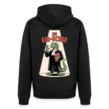 The Eid Lizard in Judge Look Cartoon - Unisex Premium Organic Zip Hoodie - black - Back - Nico (187cm)