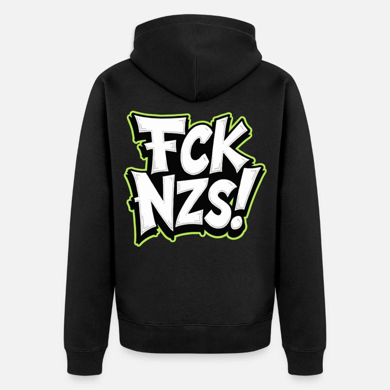FCK NZS Statement gegen Rassismus - Unisex Premium Bio Zip Hoodie - Schwarz