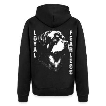 Loyal Rottweiler Dog - Unisex Premium Organic Zip Hoodie - black - Back - Nico (187cm)