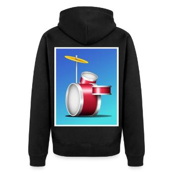 Cartoon Red Drum Kit - Unisex Premium Organic Zip Hoodie - black - Back - Nico (187cm)