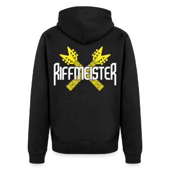 Riffmeister Crossed Guitars - Unisex Premium Organic Zip Hoodie - black - Back - Nico (187cm)