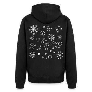 Motifs Flocons Hiver Noël Dessin Minimaliste - Veste à capuche bio Premium Unisexe - noir - Dos - Nico (187cm)