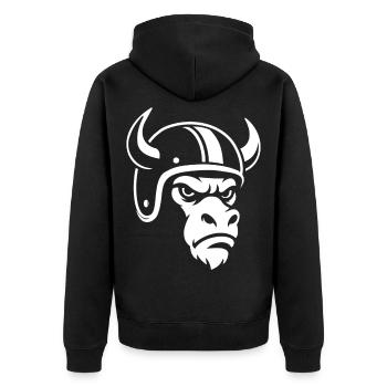 Biker Bull – Racing Spirit & Steel Head - Veste à capuche bio Premium Unisexe - noir - Dos - Nico (187cm)