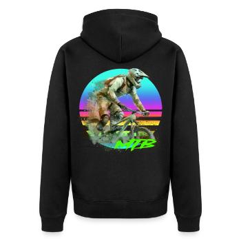 Mtb - Unisex Premium Bio Zip Hoodie - Schwarz - Hinten - Nico (187cm)