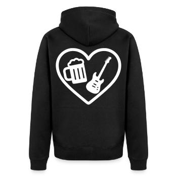 Heart Rock Bier - Unisex Premium Bio Zip Hoodie - Schwarz - Hinten - Nico (187cm)