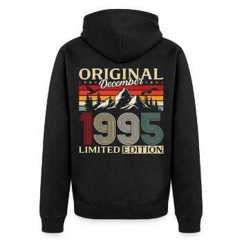30e anniversaire Original Décembre Volume 1995 - Veste à capuche bio Premium Unisexe - noir - Dos - Nico (187cm)