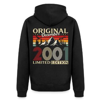 24th Birthday Original December Volume 2001 - Unisex Premium Organic Zip Hoodie - black - Back - Nico (187cm)