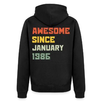 Génial Depuis Janvier 1986 Cadeau d'anniversaire  - Veste à capuche bio Premium Unisexe - noir - Dos - Nico (187cm)