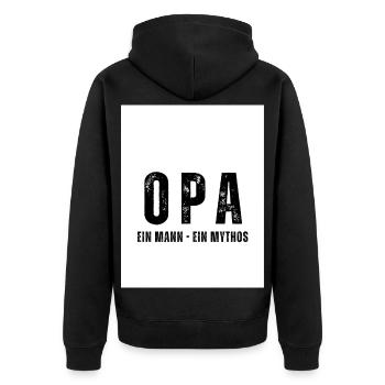 GRANDPA A Man - A Myth - Unisex Premium Organic Zip Hoodie - black - Back - Nico (187cm)