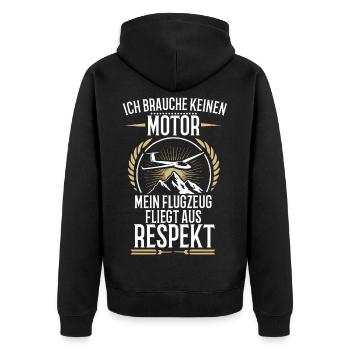 Ich Brauche Keinen Motor Segelflugzeug Thermik  - Unisex Premium Bio Zip Hoodie - Schwarz - Hinten - Nico (187cm)